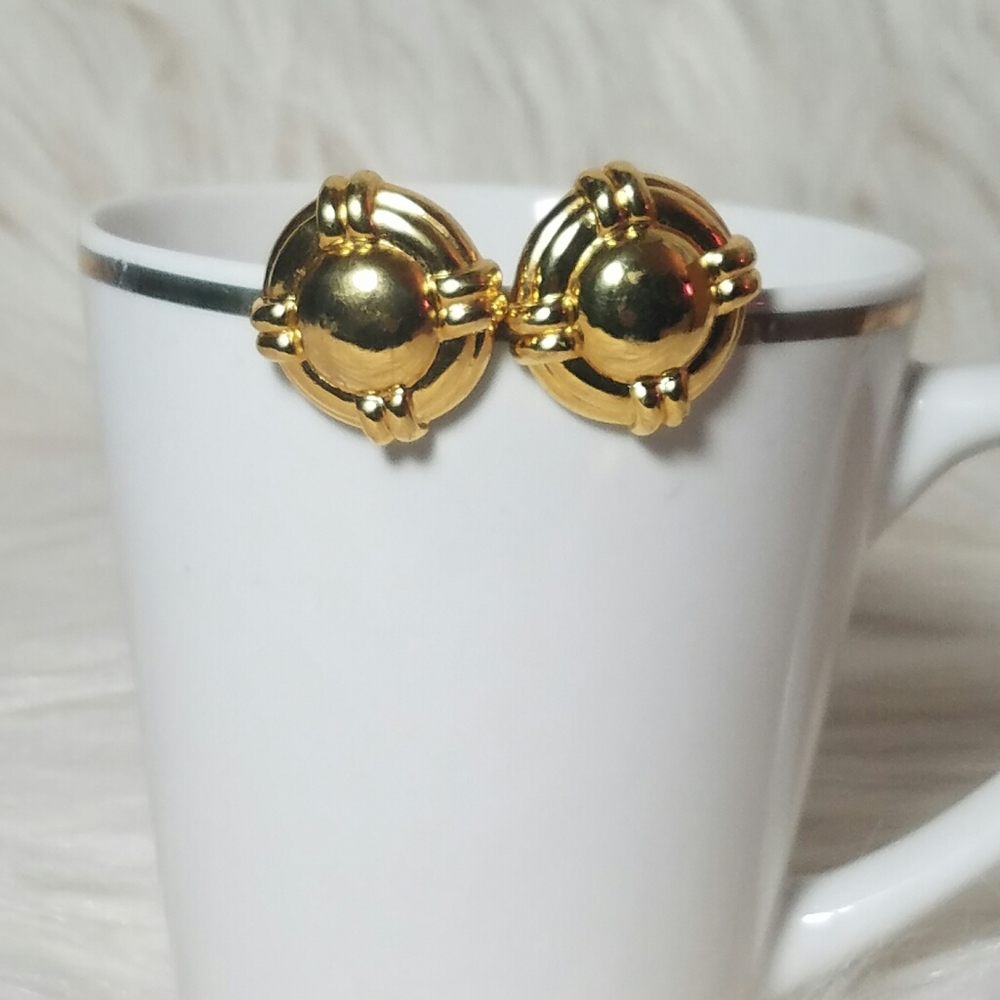 3 for$15 Vintage Button Style Gold Post Earrings